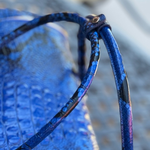 Rare!Brahmin Talulla Blue viper Ombre Melbourne Genuine Leather Travel bag large - Picture 4 of 11